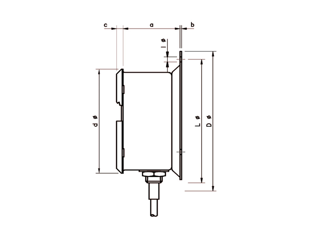 Zeichnung Fernthermometer im Stahlblechgehäuse 
