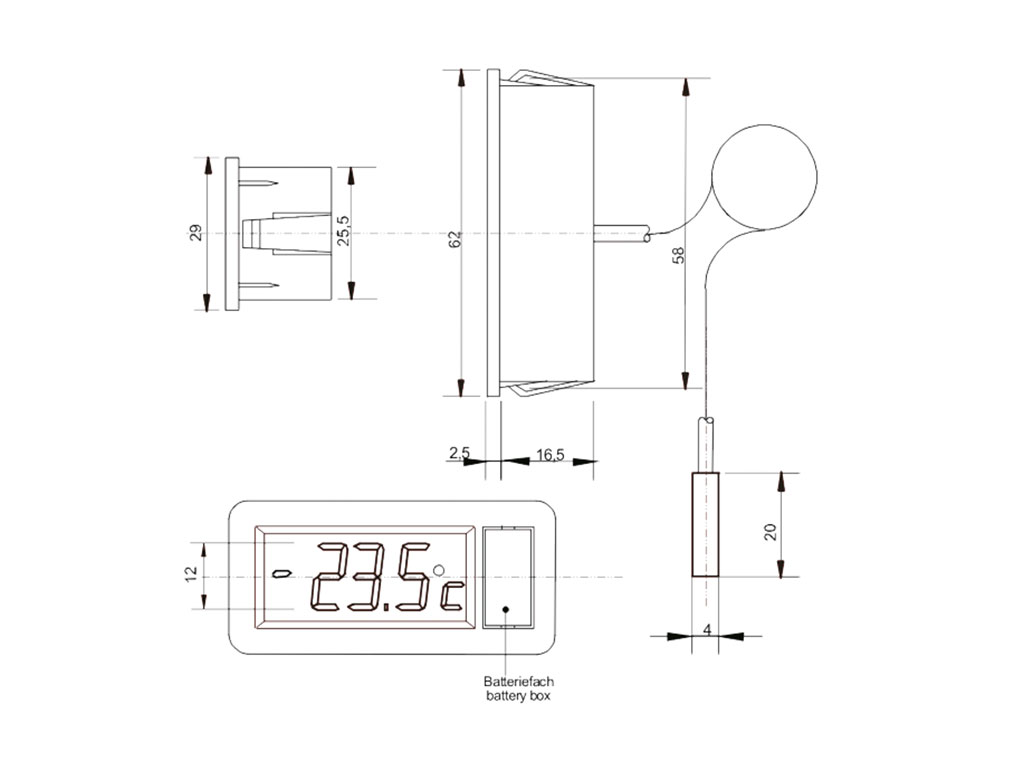 LCD Thermometer Zeichnung