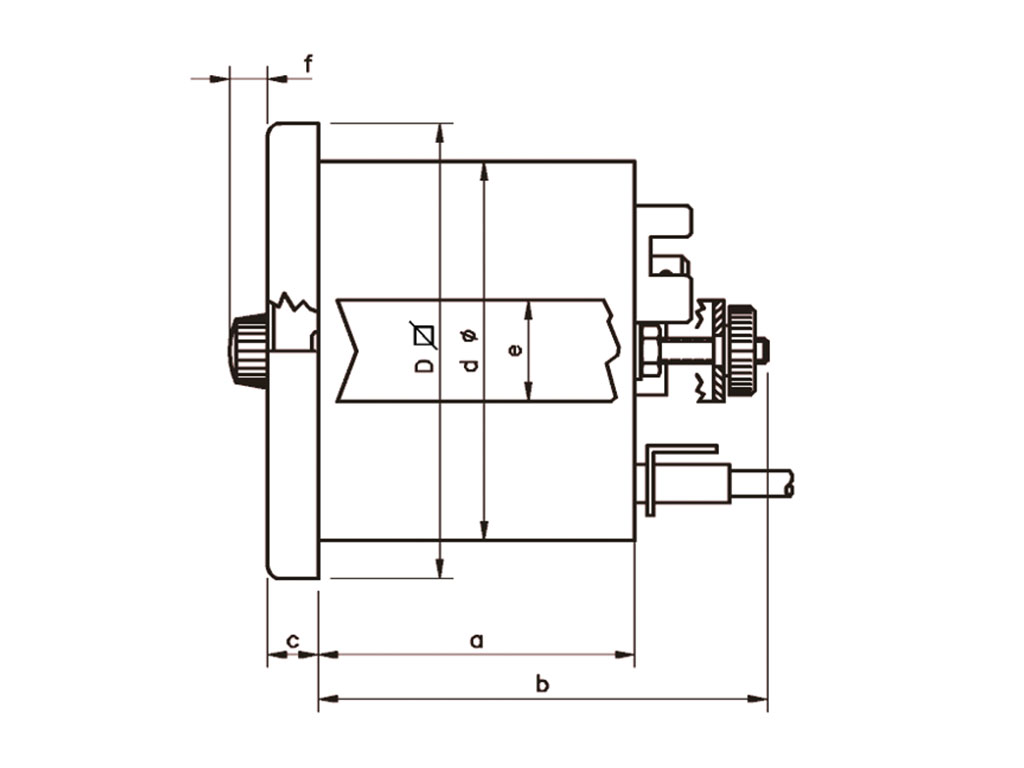 Zeichnung Fernanzeigendes Thermostat für Fronttafeleinbau mit 3 Loch Frontflansch